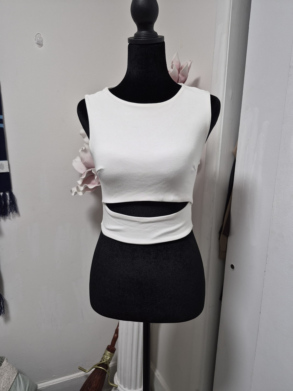 Sleek White Cutout Crop Top